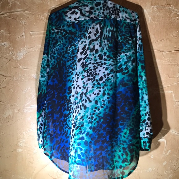 Chico’s Blue Green Top Blouse Shirt Size Large - Picture 5 of 7